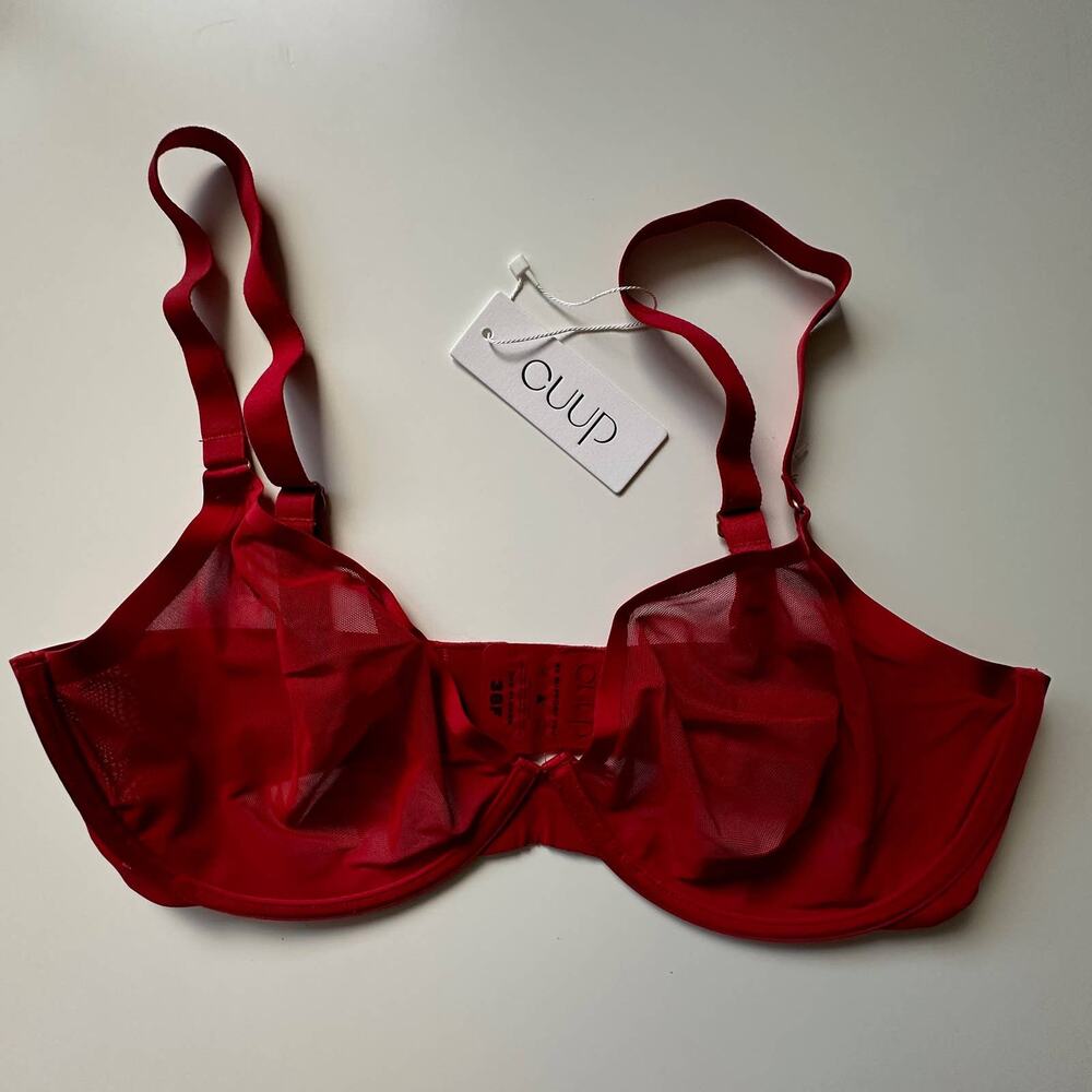 Cuup NWT The Plunge Cerise Red Mesh Bra 36F